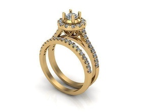 solitaire halo 40 bague diamant bijoux mode brillant luxe or imprimable anneaux 3d print model - Mito3D