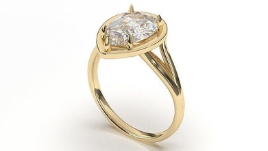 Solitaire hale armut nişan yüzük takı yazdırılabilir 3d elmas düğün mücevher altın ayar 3d print model - Mito3D