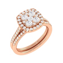 solitario aureola anillo banda 105097 compromiso Boda hola imprimible diamante platino oro joyería joya brillante precioso 3d print model - Mito3D