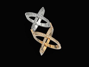 solitario aureola anillo doble banda joyería joya oro lujo diamante Moda 3d modelado creativo diseño prototipos representación animación 3d print model - Mito3D