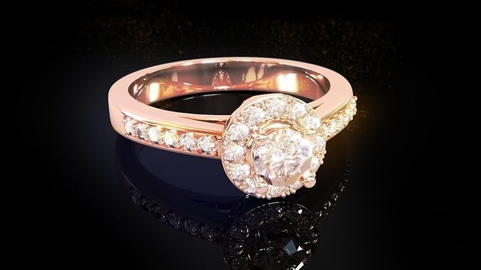 Solitaire hale KADIN yüzük mücevher takı yazdırılabilir elmas yüzükler platin altın moda düğün nişan 3D print model - Mito3D