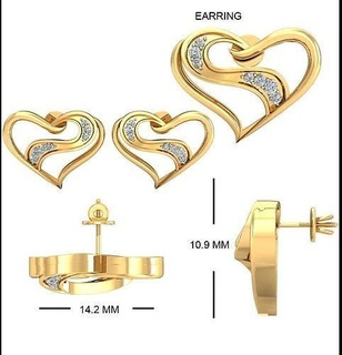 Solitaire kalp küpe 3dm stl obj fbx vermek detaylar mücevher çemberler lüks çiviler elmas uzun gümüş takı düğün nişan yazdırılabilir altın 3d print model - Mito3D