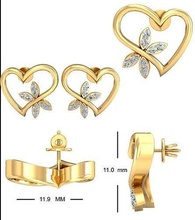 solitaire heart earrings jewelry luxury elegant ring gem gold silver wedding diamond earring bracelet necklaces pendant rhinoceros accessory beauty fashion design cad 3d print model - Mito3D