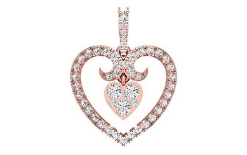 solitaire heart pendant 3dm stl obj fbx render details necklace jewellery diamond silver gold printable jewel gem engagement pendants jewelry women 3d print model - Mito3D