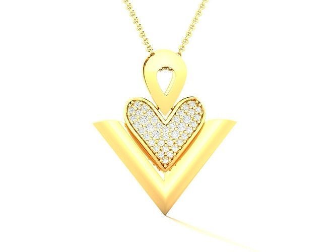 solitaire heart pendant 3dm stl obj fbx renders details jewelry precious wedding gold printable diamond fashion rings bulk collection dimaond engagement women pendants light 3D print model - Mito3D