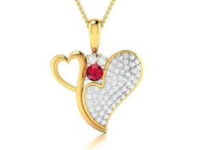 solitaire kalp kolye mücevher düğün nişan yazdırılabilir elmas gümüş altın takı sterlin beyaz parlak platin lüks değerli star 3d print model - Mito3D