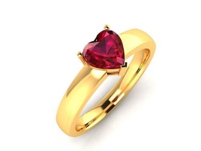 solitario corazón anillo 3dm stl obj fbx detalles 3dprinted diseño Moda oro dorado joya joyería impresión imprimible prototipos anillos plata diamante 3d print model - Mito3D