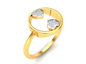 solitaire cœur bague 3dm stl obj fbx rendre détails anneaux sterling imprimable diamant platine brillant mariage engagement bijou bijoux argent blanc or 3d print model - Mito3D