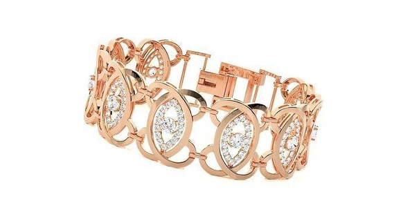 solitaire loop chain high jewelry diamond bracelet 3dm stl heavy unisex printable jewel wedding jewellery luxury bracelets cuban italian 3d print model - Mito3D