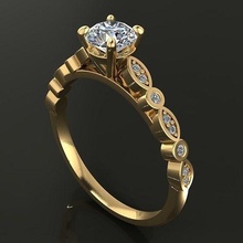 solitaire Marquise bande engagement bague bijoux diamant femmes femelle engagé mariage l'amour romantique mode tendance 3d print model - Mito3D
