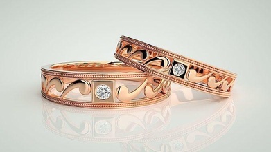 Solitär Nike Paar Band Ring 3dm stl Hochzeit Engagement Schmuck druckbar Juwel Diamant Gold Ringe Braut Bräutigam 3d print model - Mito3D