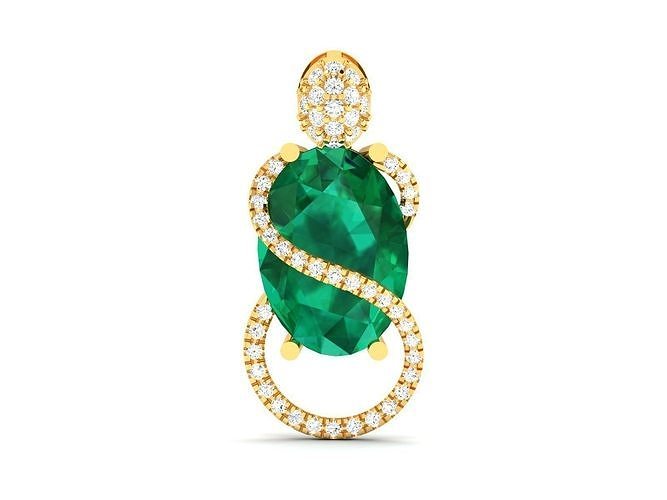 solitaire oval diamond pendants 3d printable stl jewelry gold silver platinum sterling gems gemstone jewel classic women brilliant emerald halo pendant 3D print model - Mito3D
