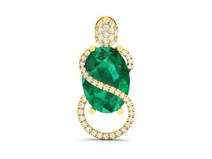 solitaire oval diamond pendants 3d printable stl jewelry gold silver platinum sterling gems gemstone jewel classic women brilliant emerald halo pendant 3d print model - Mito3D