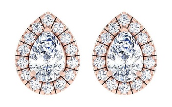 solitaire pendentif boucles d'oreilles bijoux imprimable gemme ensemble combo Collier clous cerceaux huggies diamant or platine bijou mariage 3d print model - Mito3D