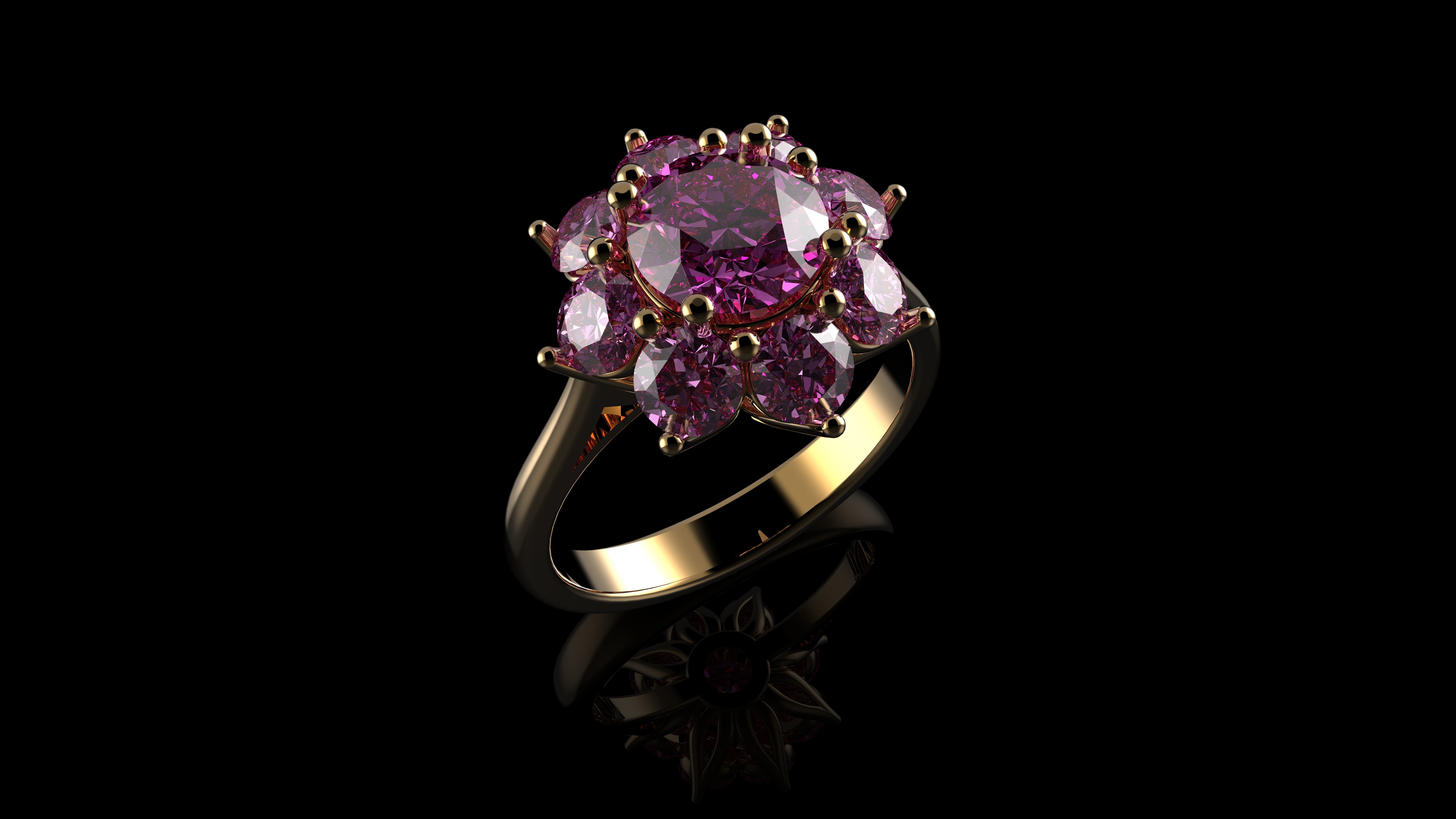 solitario de color rosa anillo zafiro la joyería moda sterling boda el brillante solitaire oro ruby los anillos 3D print model - Mito3D