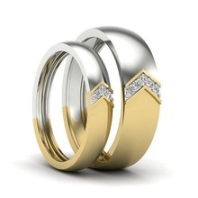 Solitaire prenses çift grup yüzük 3dm stl vermek düğün nişan mücevher yazdırılabilir elmas altın takı gelin damat yüzükler platin bantlar 3d print model - Mito3D