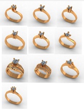 solitaire-ring Frau gold solitaire ring Hochzeit band diamond onionring 5stone Mode-Schönheit Silber bedruckbar ist Diamant-ring Schmuck Ringe 3d print model - Mito3D