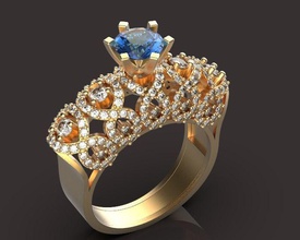 Solitär Ring Engagement Hochzeit Diamant druckbar Juwel Soliter Schmuck Gold Silber Mode engagem Sterling 3d print model - Mito3D