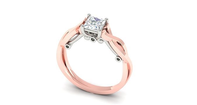 solitaire bague bijoux or imprimable brillant anneaux diamant sterling engagement platine précieux luxe gemme argent carat 3D print model - Mito3D
