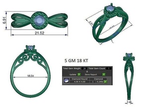 solitaire bague bijoux or imprimable brillant anneaux diamant sterling engagement 3d print model - Mito3D