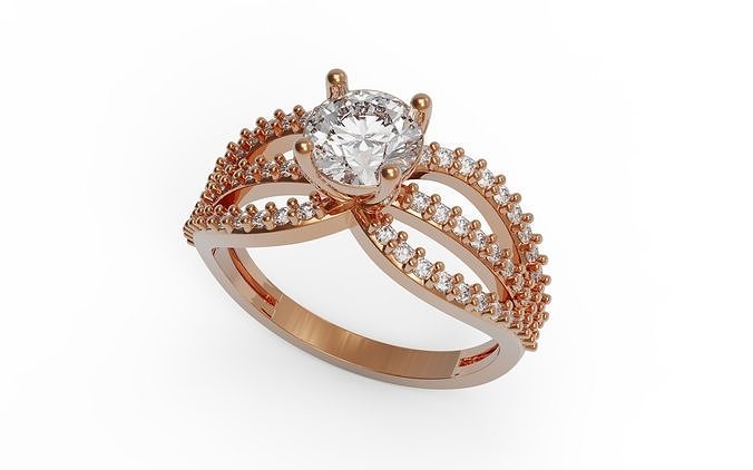 Solitär Ring Gold Schmuck Schmuckwelt Hochzeit Engagement Mode brillant Diamant Weiß Juwel Sterling Schönheit 3D print model - Mito3D