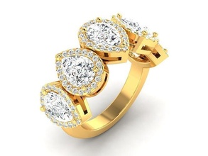 Solitär Ring Ringe Sterling druckbar Diamant Platin brillant Hochzeit Engagement Juwel Schmuck Silber zart Licht Gold Weiß 3d print model - Mito3D