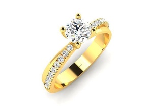 solitario anillo anillos joya Boda compromiso joyería imprimible diamante plata oro libra esterlina blanco brillante platino 3d print model - Mito3D
