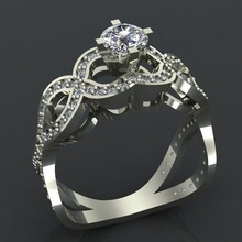 Solitär Ring Schmuck Mode Diamant druckbar Engagement Juwel Ringe 3d print model - Mito3D