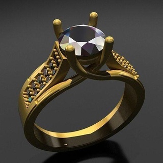 solitaire bague bijoux platine gemme précieux or engagement luxe brillant anneaux mariage 3d print model - Mito3D