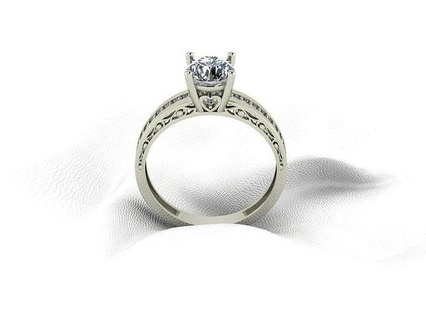 Solitär Ring Hochzeit Engagement Braut Juwel Schmuck Gold Diamant 3d Drucker Matrix zbrush Ringe 3d print model - Mito3D