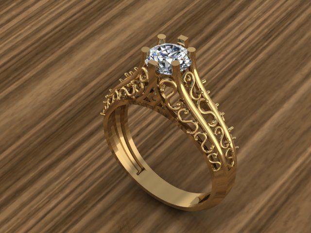 Solitär Ring Gold Silber Schmuck Platin Gießen cad Medaillon Challa Muster Stein Edelsteine Licht Gewicht wertvoll Metall Gelb Weiß Diamant Ringe 3D print model - Mito3D