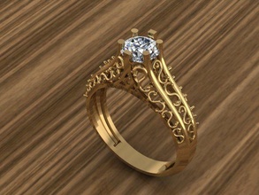 solitaire ring gold silver jewelry jewellery solitare platinum casting cad locket challa pattern stone gems light weight precious metal yellow white diamond rings 3d print model - Mito3D