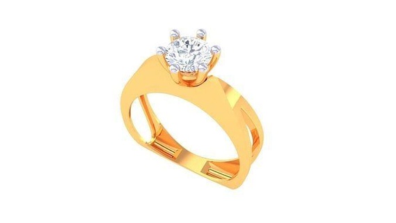 Solitär Ring 54 Ringe druckbar Diamant Platin Juwel brillant Hochzeit Engagement Schmuck Silber Gelb Gold Weiß Sterling 3d print model - Mito3D