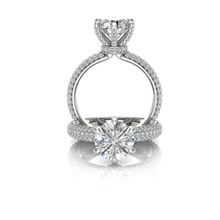 solitario anillo 3 filas joyería joya diamante Boda imprimible oro representación anillos 3d print model - Mito3D
