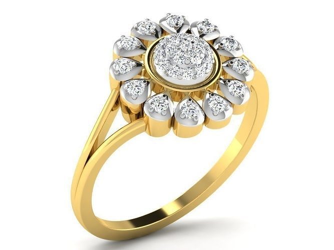 solitaire ring 3dm stl obj fbx render details gold head jewellery jewelry platinum print flower peony silver style test gem challenge jeweller rings bas relief printable 3D print model - Mito3D