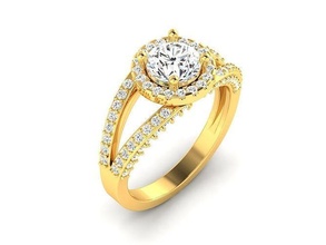 solitário anel 3dm stl render argolas joalheria ouro banda gema prata brilhante diamante imprimível esterlina platina Casamento noivado jóias pulseira 3d print model - Mito3D