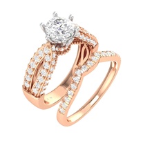 Solitaire yüzük grup 105344 nişan düğün yazdırılabilir elmas platin altın takı parlak değerli mücevher lüks 3d print model - Mito3D