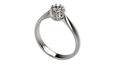 Solitaire yüzük elmas boyut platin takı nişan evlilik değerli gümüş parlak yüzükler 3d print model - Mito3D