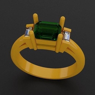 Solitär Ring Esmerald Schmuck Platin Juwel wertvoll Gold Engagement Luxus Ringe brillant druckbar Diamant Hochzeit zart Licht Weiß 3d print model - Mito3D