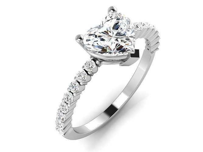 solitario squillare modello gioielleria platino prezioso lusso gemma Fidanzamento oro argento stampabile diamante brillante carati splendente anelli cuore 3D print model - Mito3D