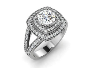 solitario squillare modello 3d Stampa gioielleria oro stampabile brillante anelli diamante sterlina Fidanzamento platino prezioso lusso gemma argento carati 3d print model - Mito3D