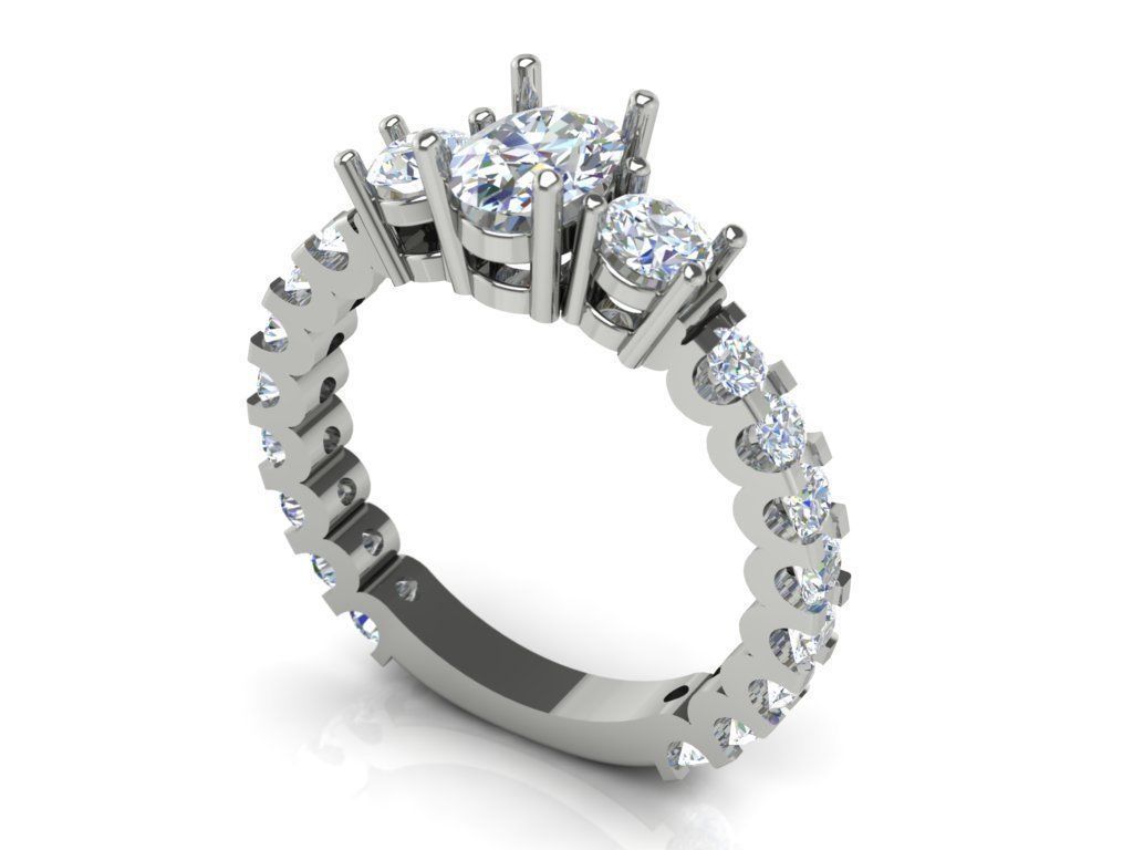 solitaire bague ovale en pierre bijoux de l'engagement mariage diamand les pierres gem brillant le platine or d'argent cad blanc la ronde joyau l'anneau luxe mode diamant anneaux 3D print model - Mito3D