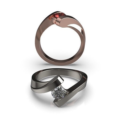 solitaire ring r 34 wedding engagement jewellery diamond 5 4mm jewel printable gold jewelry gem platinum rings brillant engagem bar channel 3D print model - Mito3D