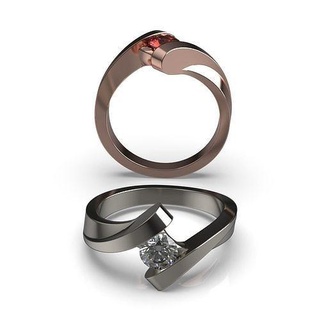 Solitaire yüzük r 34 düğün nişan mücevher elmas 5 4mm yazdırılabilir altın takı platin yüzükler parlak angagem bar kanal 3d print model - Mito3D