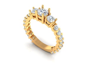 solitaire ring round stone jewelry engagement wedding diamand stones gem brillant platinum gold silver cad white jewellery jewel luxury fashion rings diamond 3d print model - Mito3D