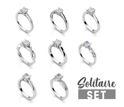 solitario squillare impostato gioielleria splendente gemma stampabile brillante diamante oro lusso fidanzamento anelli 3d print model - Mito3D