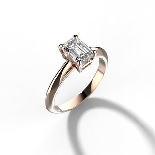 solitario anillo tifan Esmeralda cortar diamante joyería joya compromiso Boda lujo imprimible octágono platino oro brillante Moda belleza libra esterlina plata anillos zafiro 3d print model - Mito3D