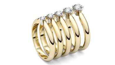 solitaire bagues de la collection bijoux 3d beauté brillant coupe l'engagement mode gem or imprimable les anneaux ronde blanc ensemble 3d print model - Mito3D