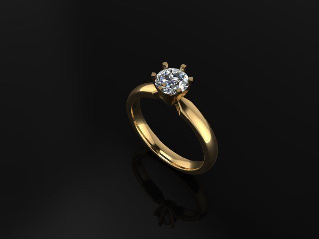 solitaire ronde bague de fiançailles bijoux l'engagement l'anneau la le diamant production les anneaux 3D print model - Mito3D