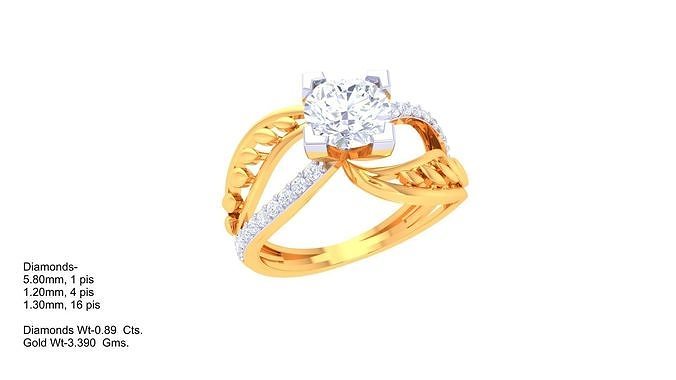 Solitär sr 2 Diamant Juwel Schmuck Ring Ringe Gold Silber Engagement Hochzeit Mode Weiß brillant engagem 3D print model - Mito3D